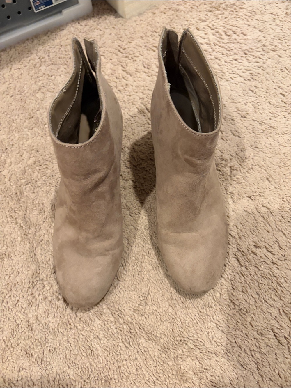 Express Taupe Suede Ankle Booties